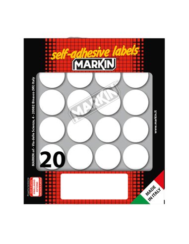 Etichetta adesiva bianca tonda Ø27mm (10fogli x 20etichette) Markin 10008