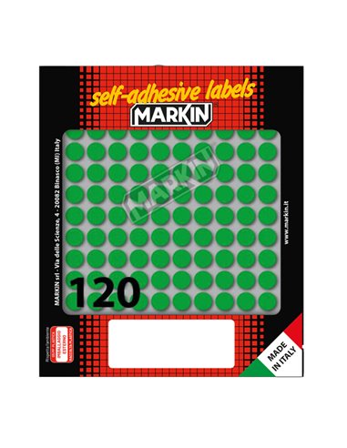Etichetta adesiva verde tonda Ø10mm (10fogli x 120etichette) Markin 10004VE