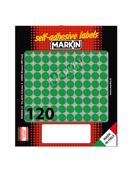 Etichetta adesiva verde tonda Ø10mm (10fogli x 120etichette) Markin 10004VE