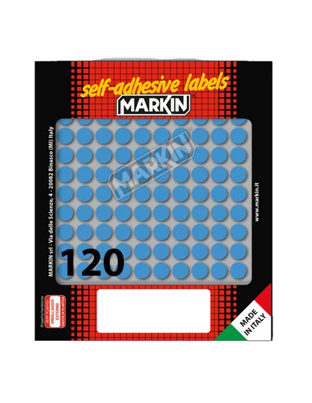 Etichetta adesiva blu tonda Ø10mm (10fogli x 120etichette) Markin 10004BL MARKIN ETICHETTE IN FOGLIETTI