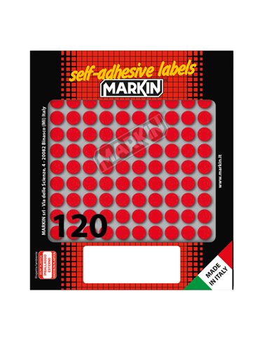 Etichetta adesiva rosso tonda Ø10mm (10fogli x 120etichette) Markin 10004RO
