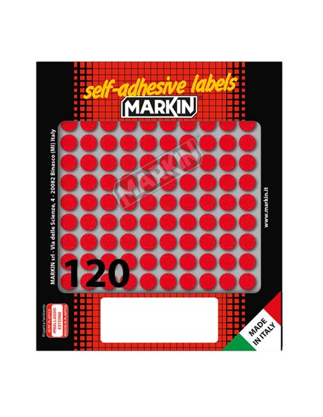 Etichetta adesiva rosso tonda Ø10mm (10fogli x 120etichette) Markin 10004RO