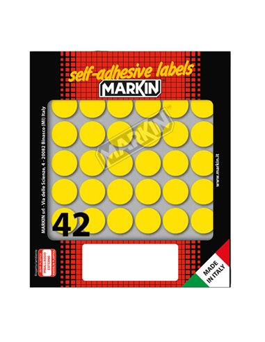 Etichetta adesiva giallo tonda Ø18mm (10fogli x 42etichette) Markin 10006GI MARKIN ETICHETTE IN FOGLIETTI