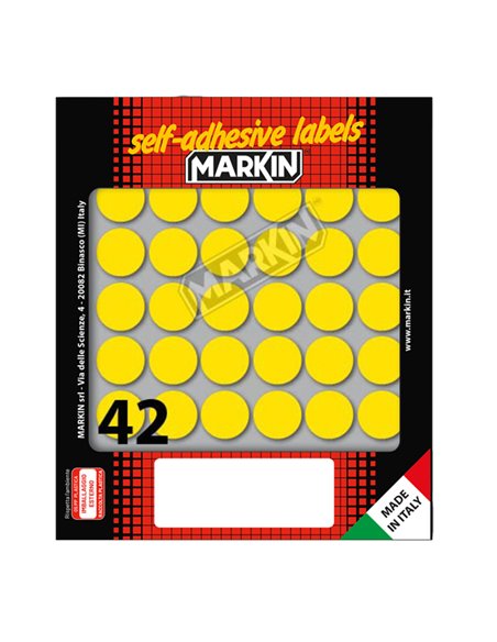 Etichetta adesiva giallo tonda Ø18mm (10fogli x 42etichette) Markin 10006GI MARKIN ETICHETTE IN FOGLIETTI