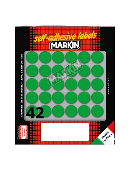 Etichetta adesiva verde tonda Ø18mm (10fogli x 42etichette) Markin 10006VE MARKIN ETICHETTE IN FOGLIETTI