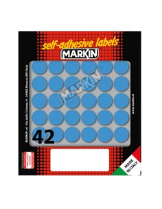 Etichetta adesiva blu tonda Ø18mm (10fogli x 42etichette) Markin 10006BL MARKIN ETICHETTE IN FOGLIETTI