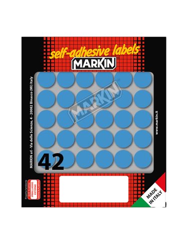 Etichetta adesiva blu tonda Ø18mm (10fogli x 42etichette) Markin 10006BL MARKIN ETICHETTE IN FOGLIETTI