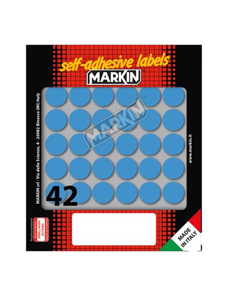 Etichetta adesiva blu tonda Ø18mm (10fogli x 42etichette) Markin 10006BL MARKIN ETICHETTE IN FOGLIETTI