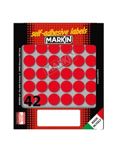 Etichetta adesiva rosso tonda Ø18mm (10fogli x 42etichette) Markin 10006RO