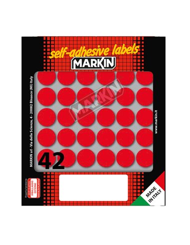 Etichetta adesiva rosso tonda Ø18mm (10fogli x 42etichette) Markin 10006RO