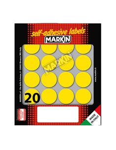 Etichetta adesiva giallo tonda Ø27mm (10fogli x 20etichette) Markin 10008GI MARKIN ETICHETTE IN FOGLIETTI