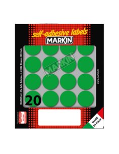 Etichetta adesiva verde tonda Ø27mm (10fogli x 20etichette) Markin X10008VE MARKIN ETICHETTE IN FOGLIETTI