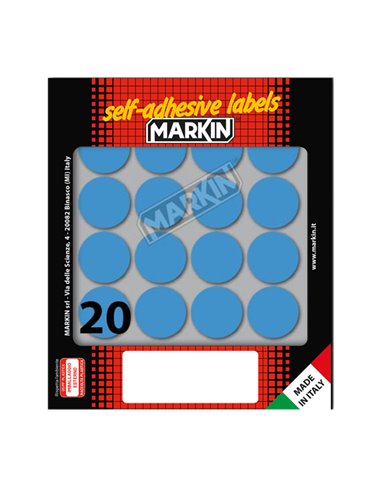 Etichetta adesiva blu tonda Ø27mm (10fogli x 20etichette) Markin X10008BL MARKIN ETICHETTE IN FOGLIETTI