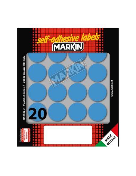 Etichetta adesiva blu tonda Ø27mm (10fogli x 20etichette) Markin X10008BL MARKIN ETICHETTE IN FOGLIETTI