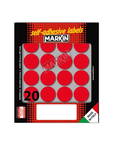 Etichetta adesiva rosso tonda Ø27mm (10fogli x 20etichette) Markin 10008RO MARKIN ETICHETTE IN FOGLIETTI