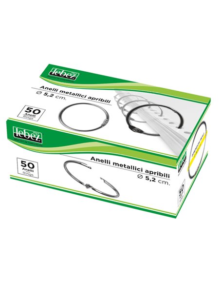 SCATOLA 50 ANELLI IN METALLO 52MM X RILEGATURA 455
