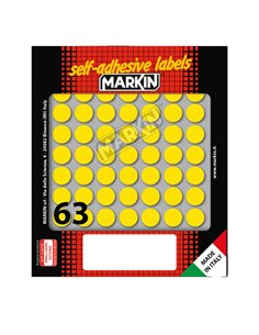 Etichetta adesiva giallo tonda Ø14mm (10fogli x 63etichette) Markin 10005GI MARKIN ETICHETTE IN FOGLIETTI