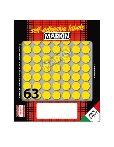 Etichetta adesiva giallo tonda Ø14mm (10fogli x 63etichette) Markin 10005GI MARKIN ETICHETTE IN FOGLIETTI