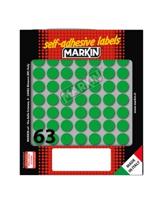 Etichetta adesiva verde tonda Ø14mm (10fogli x 63etichette) Markin X10005VE MARKIN ETICHETTE IN FOGLIETTI