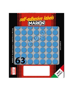 Etichetta adesiva blu tonda Ø14mm (10fogli x 63etichette) Markin 10005BL MARKIN ETICHETTE IN FOGLIETTI