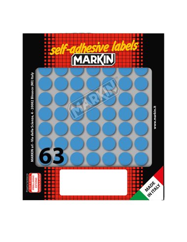 Etichetta adesiva blu tonda Ø14mm (10fogli x 63etichette) Markin 10005BL MARKIN ETICHETTE IN FOGLIETTI