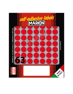 Etichetta adesiva rosso tonda Ø14mm (10fogli x 63etichette) Markin 10005RO MARKIN ETICHETTE IN FOGLIETTI