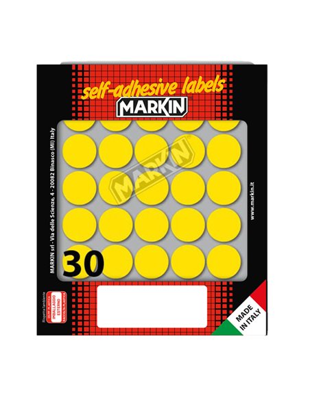 Etichetta adesiva giallo tonda Ø22mm (10fogli x 30etichette) Markin 10007GI MARKIN ETICHETTE IN FOGLIETTI