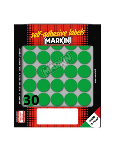 Etichetta adesiva verde tonda Ø22mm (10fogli x 30etichette) Markin 10007VE
