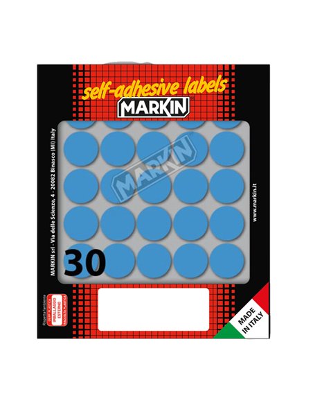 Etichetta adesiva blu tonda Ø22mm (10fogli x 30etichette) Markin 10007BL MARKIN ETICHETTE IN FOGLIETTI