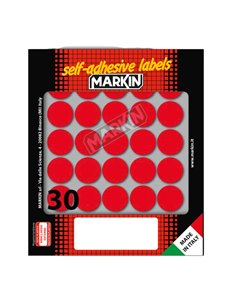 Etichetta adesiva rosso tonda Ø22mm (10fogli x 30etichette) Markin 10007RO MARKIN ETICHETTE IN FOGLIETTI