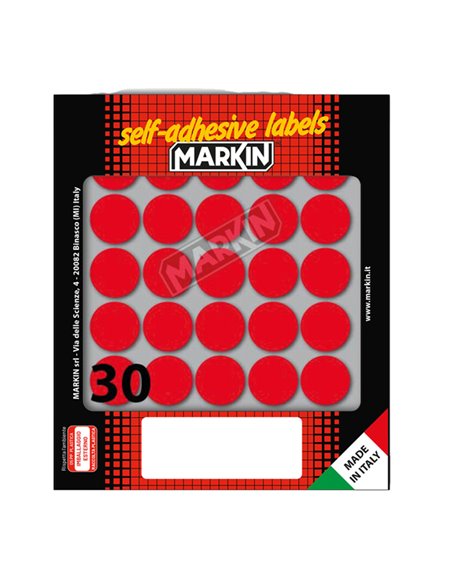 Etichetta adesiva rosso tonda Ø22mm (10fogli x 30etichette) Markin 10007RO MARKIN ETICHETTE IN FOGLIETTI
