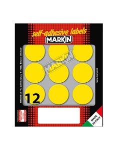 Etichetta adesiva giallo tonda Ø34mm (10fogli x 12etichette) Markin 10009GI MARKIN ETICHETTE IN FOGLIETTI