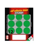 Etichetta adesiva verde tonda Ø34mm (10fogli x 12etichette) Markin 10009VE