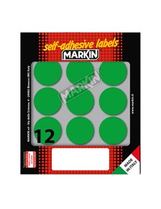 Etichetta adesiva verde tonda Ø34mm (10fogli x 12etichette) Markin 10009VE MARKIN ETICHETTE IN FOGLIETTI