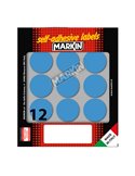 Etichetta adesiva blu tonda Ø34mm (10fogli x 12etichette) Markin X10009BL