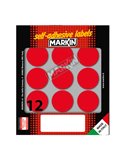 Etichetta adesiva rosso tonda Ø34mm (10fogli x 12etichette) Markin X10009RO