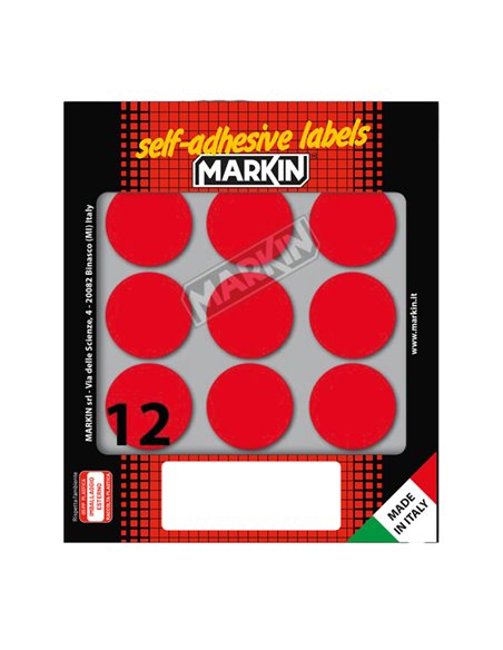 Etichetta adesiva rosso tonda Ø34mm (10fogli x 12etichette) Markin X10009RO MARKIN ETICHETTE IN FOGLIETTI