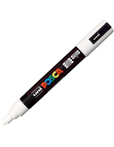 Marcatore UNI POSCA PC5M p.media 1,8-2,5mm bianco UNI MITSUBISHI M PC5M BI UNI MITSUBISHI A BASE D'ACQUA