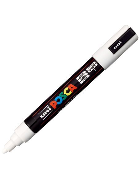 Marcatore UNI POSCA PC5M p.media 1,8-2,5mm bianco UNI MITSUBISHI M PC5M BI UNI MITSUBISHI A BASE D'ACQUA