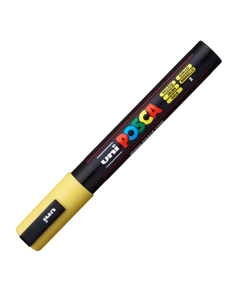 Marcatore UNI POSCA PC5M p.media 1,8-2,5mm giallo UNI MITSUBISHI M PC5M G UNI MITSUBISHI A BASE D'ACQUA