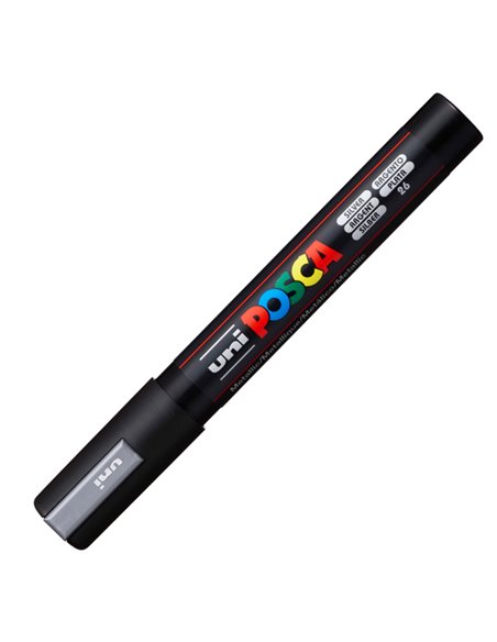 Marcatore UNI POSCA PC5M p.media 1,8-2,5mm argento UNI MITSUBISHI M PC5M ARG UNI MITSUBISHI A BASE D'ACQUA