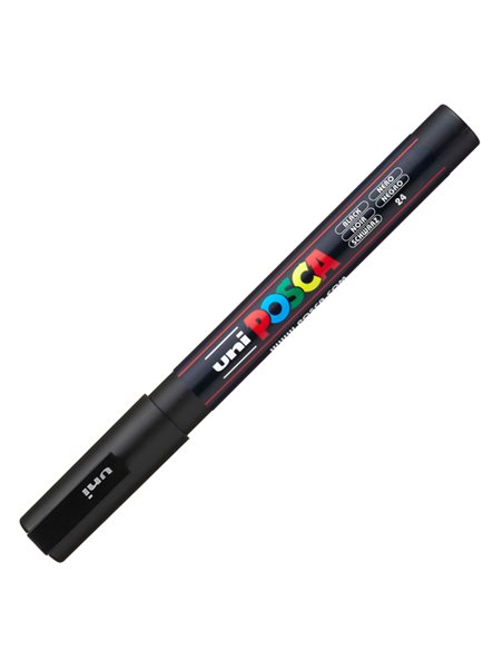 Marcatore UNI POSCA PC3M p.fine 0,9-1,3mm nero UNI MITSUBISHI M PC3M N UNI MITSUBISHI A BASE D'ACQUA