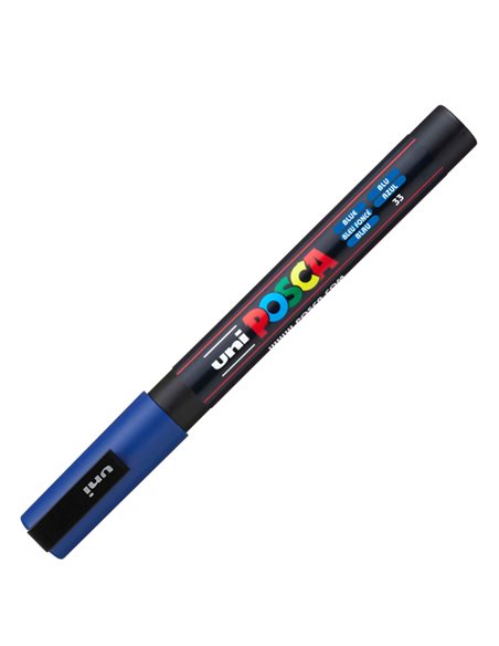 Marcatore UNI POSCA PC3M p.fine 0,9-1,3mm blu UNI MITSUBISHI M PC3M B UNI MITSUBISHI A BASE D'ACQUA