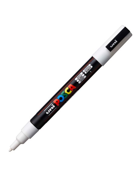 Marcatore UNI POSCA PC3M p.fine 0,9-1,3mm bianco UNI MITSUBISHI M PC3M BI UNI MITSUBISHI A BASE D'ACQUA