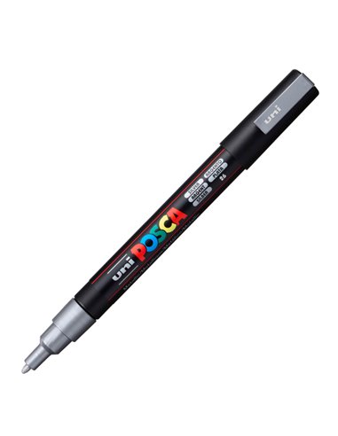 Marcatore UNI POSCA PC3M p.fine 0,9-1,3mm argento UNI MITSUBISHI M PC3M ARG UNI MITSUBISHI A BASE D'ACQUA