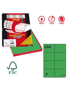 Etichetta adesiva C/512 verde 100fg A4 105x74,25mm (8et/fg) Markin X210C512VE