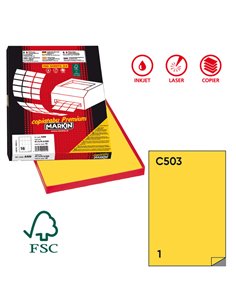 Etichetta adesiva C/503 giallo 100fg A4 210x297mm (1et/fg) Markin X210C503GI MARKIN ETICHETTE CARTA COPY-LASER-INKJET