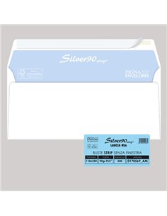 500 busteSILVER90 STRIP FSC®bianca internografata s/finestra110x230mm 90gr Pigna 0170569AM