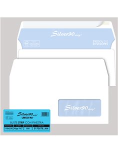 500 busteSILVER90 STRIP FSC®bianca internografata c/finestra110x230mm 90gr Pigna 0170578AM