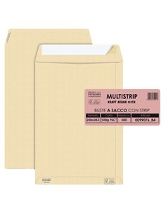 500 buste sacco MULTI STRIPavana carta ric.FSC®strip ades. 250x353mm 100gr Pigna 0099076B4 Pigna Envelopes BUSTE A SACCO